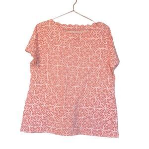 Talbots scalloped neck Cotton Short Sleeved Top Size large